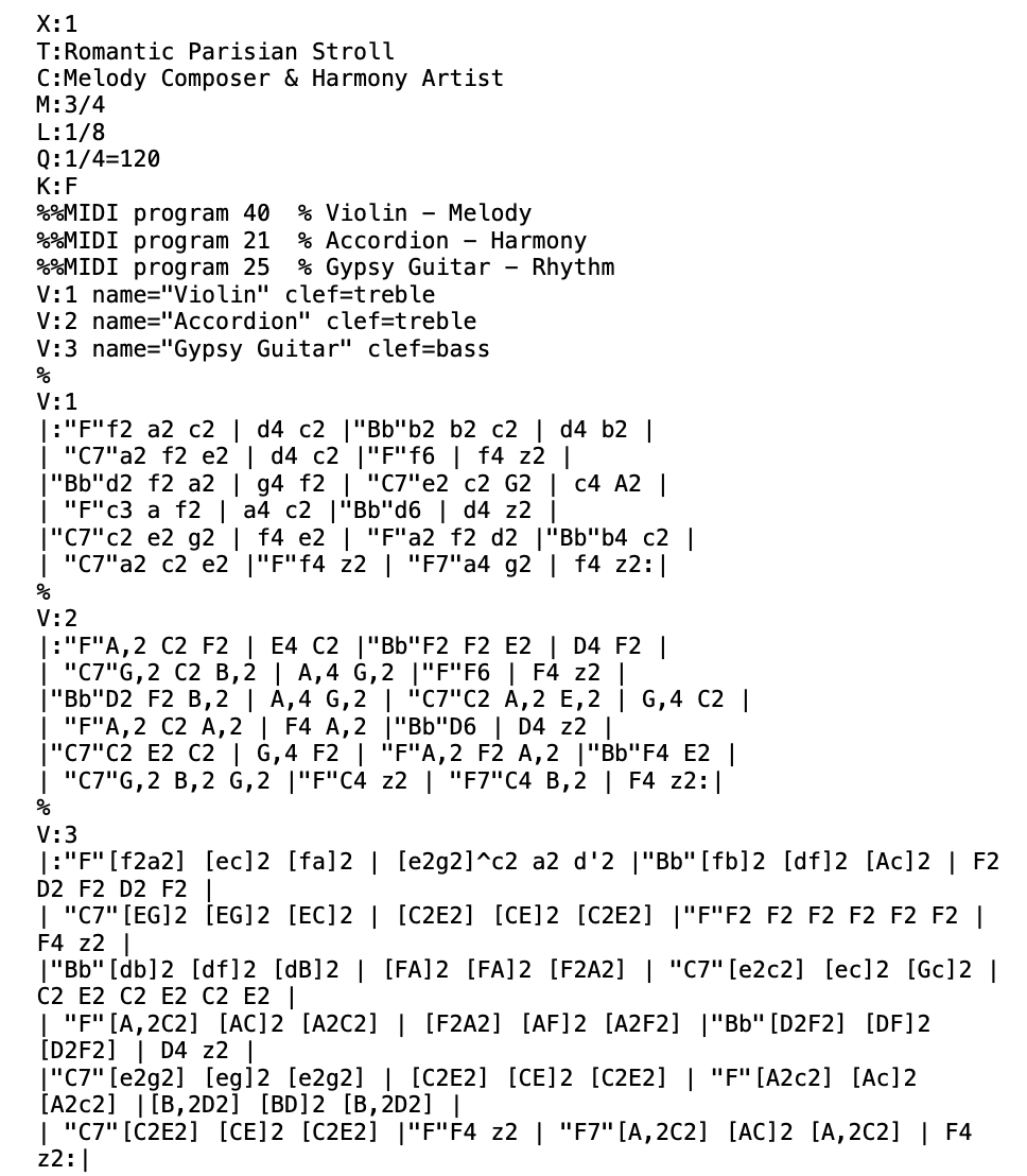 ABC Notation Representation