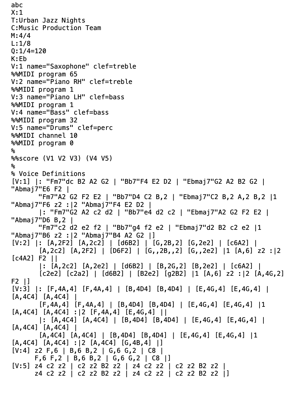 ABC Notation Representation