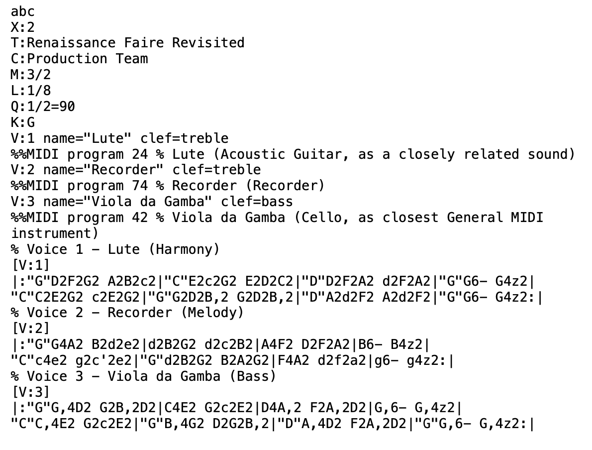 ABC Notation Representation